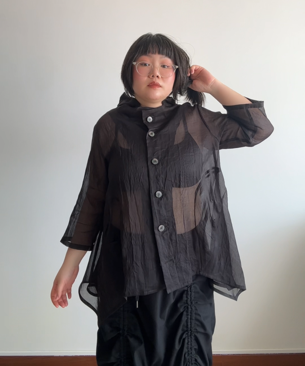 Jiu Sensounico Sheer Drape 3/4 Sleeves Shirt