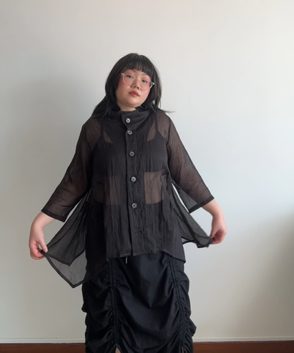 Jiu Sensounico Sheer Drape 3/4 Sleeves Shirt