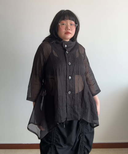 Jiu Sensounico Sheer Drape 3/4 Sleeves Shirt