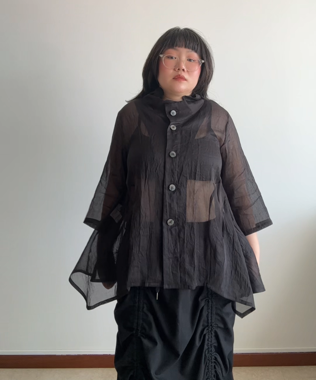 Jiu Sensounico Sheer Drape 3/4 Sleeves Shirt