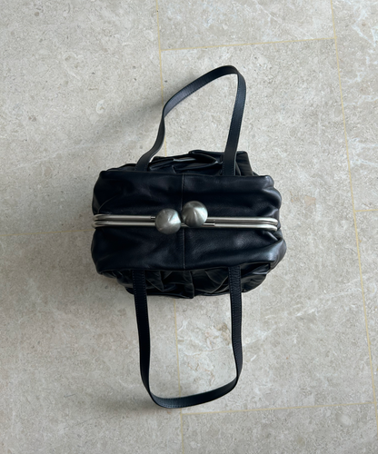 Kawa Kawa Crinkled Leather Cube Tote Bag