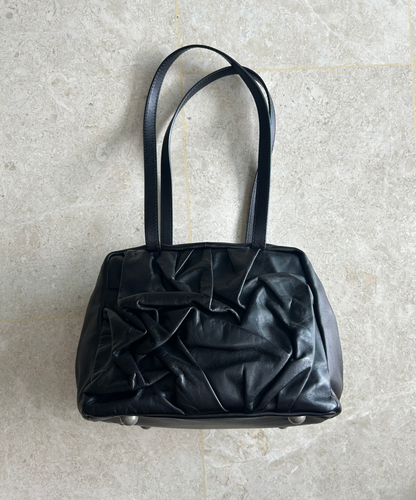 Kawa Kawa Crinkled Leather Cube Tote Bag