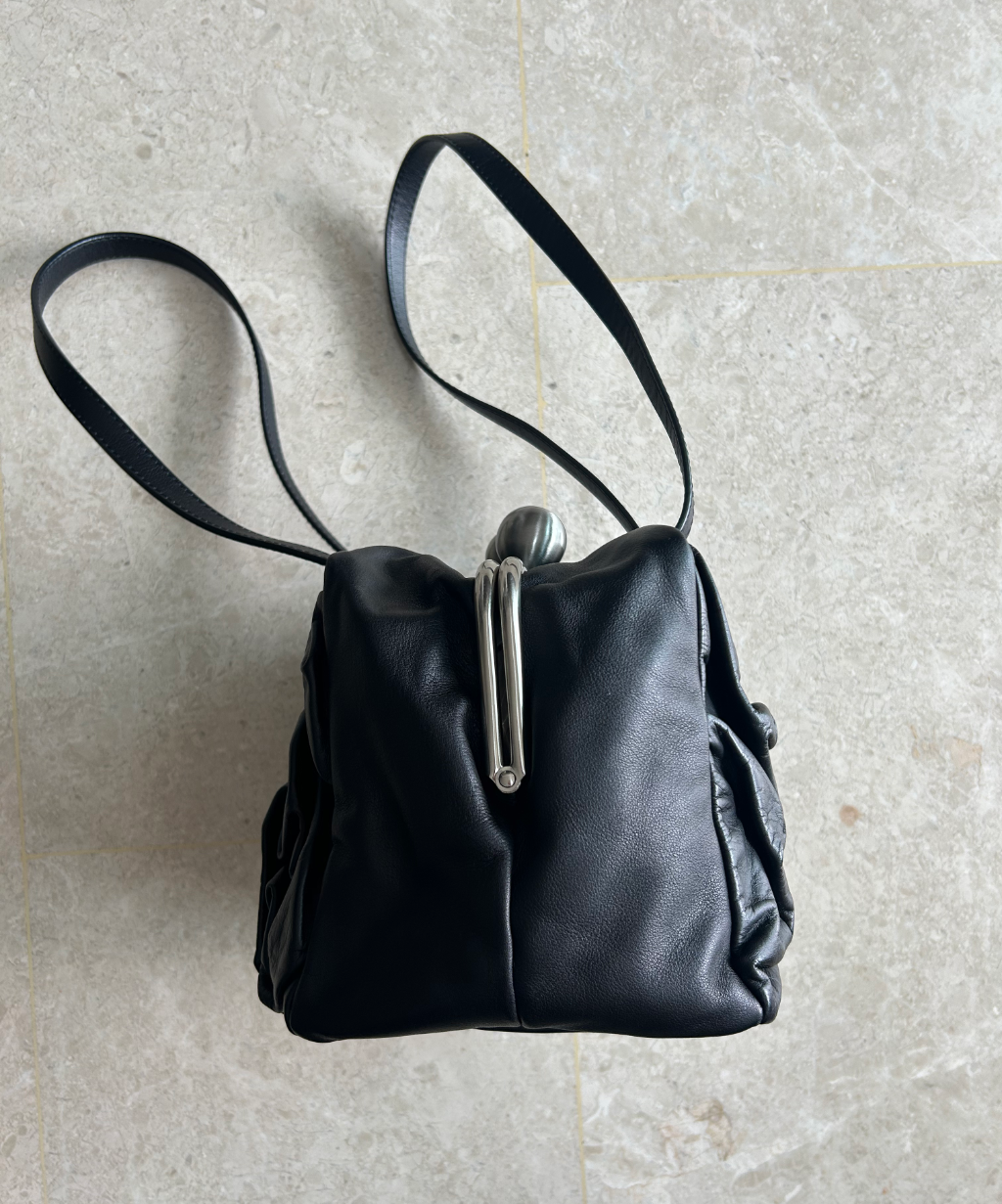 Kawa Kawa Crinkled Leather Cube Tote Bag