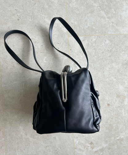 Kawa Kawa Crinkled Leather Cube Tote Bag