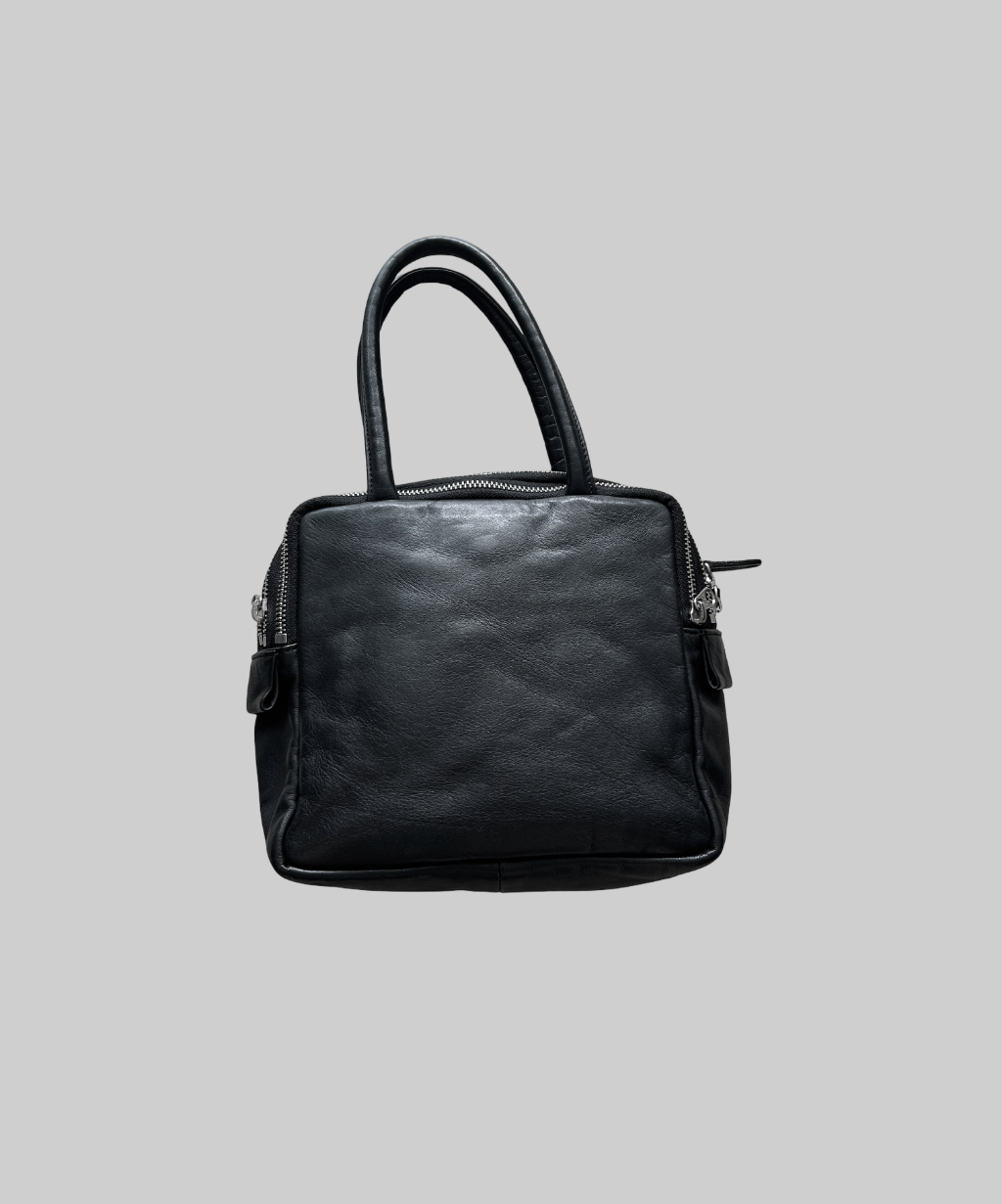 Kawa Kawa Multiple Zippers Mini Leather Boston Bag