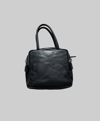 Kawa Kawa Multiple Zippers Mini Leather Boston Bag