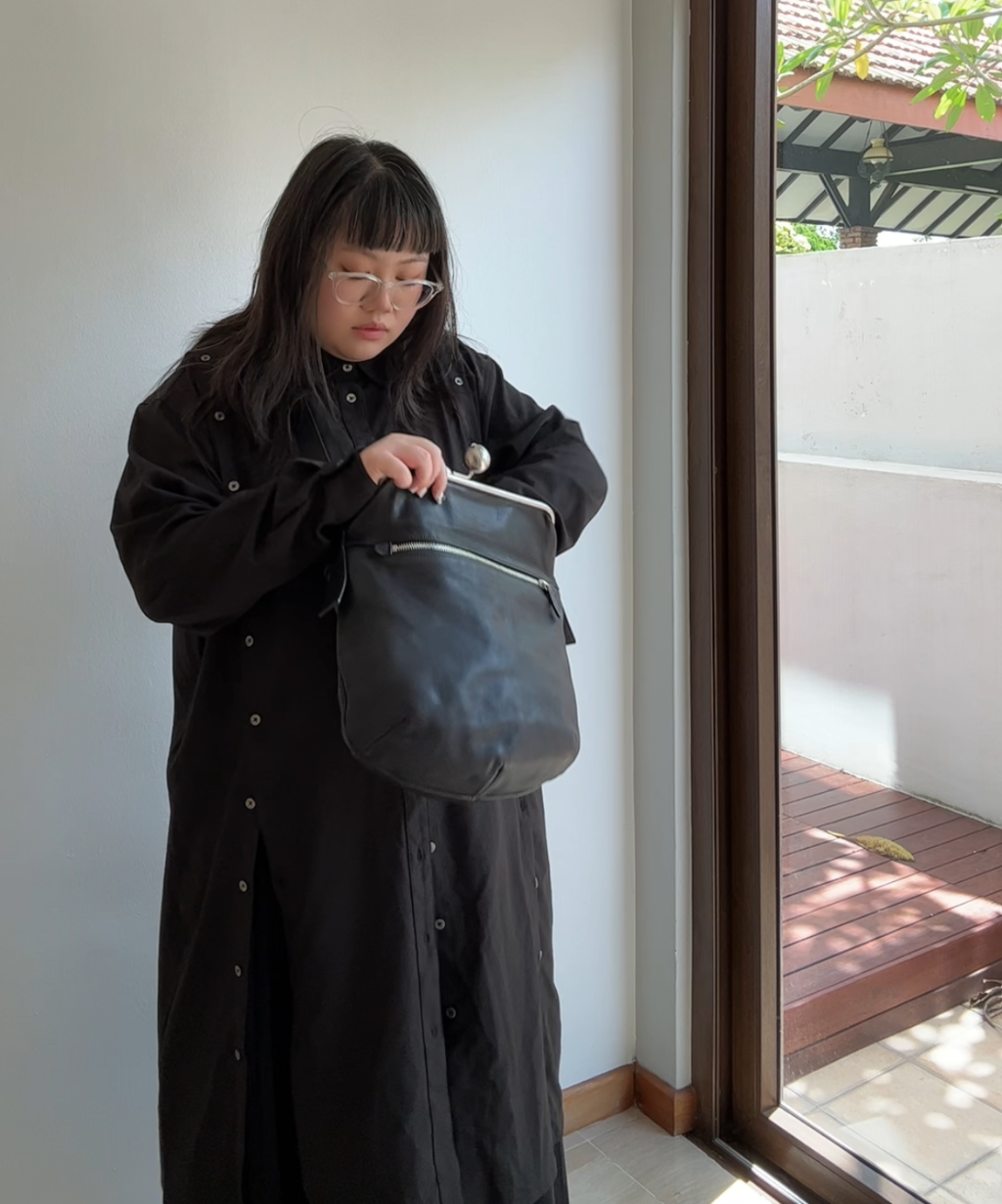 Kawa Kawa Kisslock Crossbody Leather Bag (L)