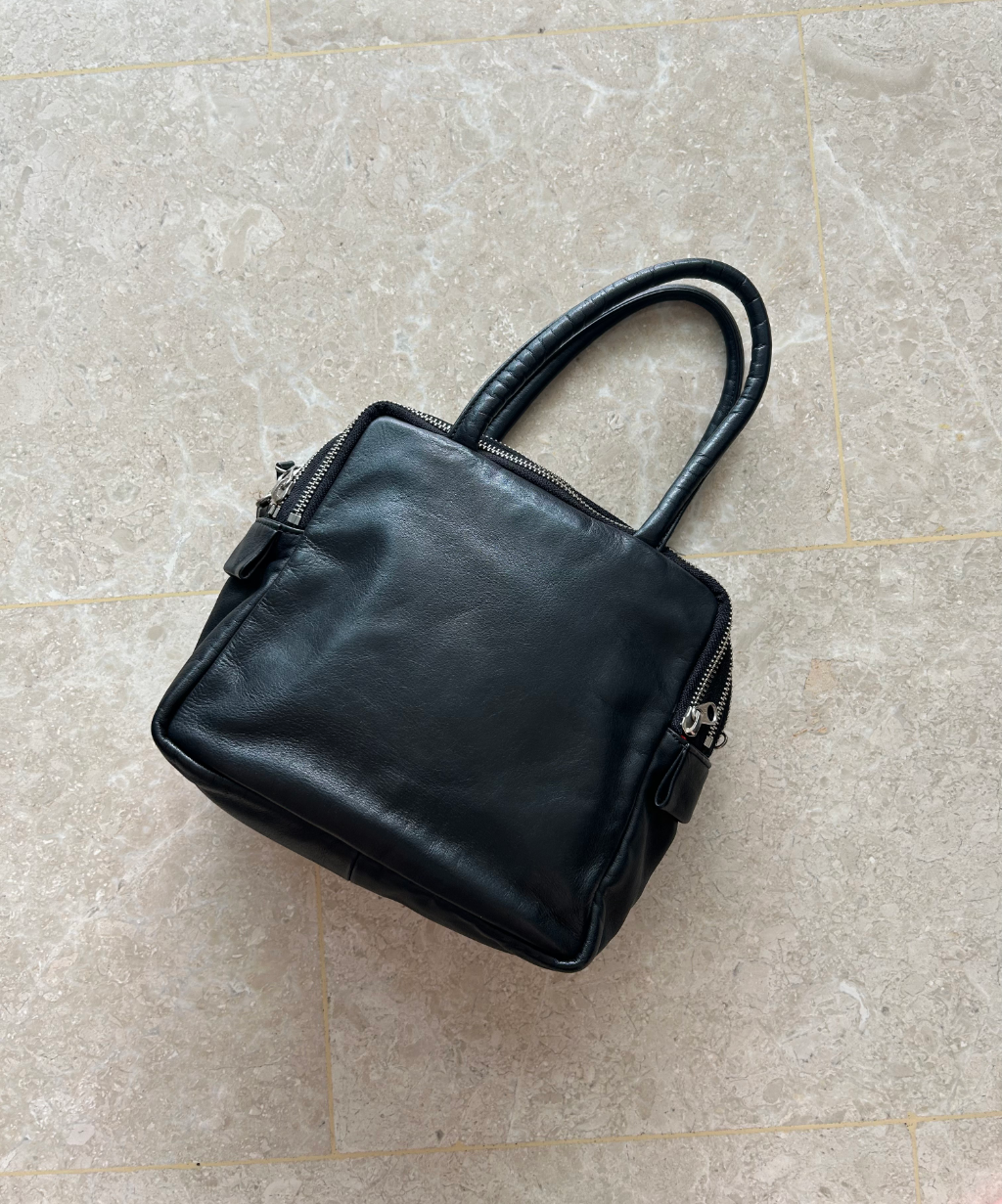 Kawa Kawa Multiple Zippers Mini Leather Boston Bag