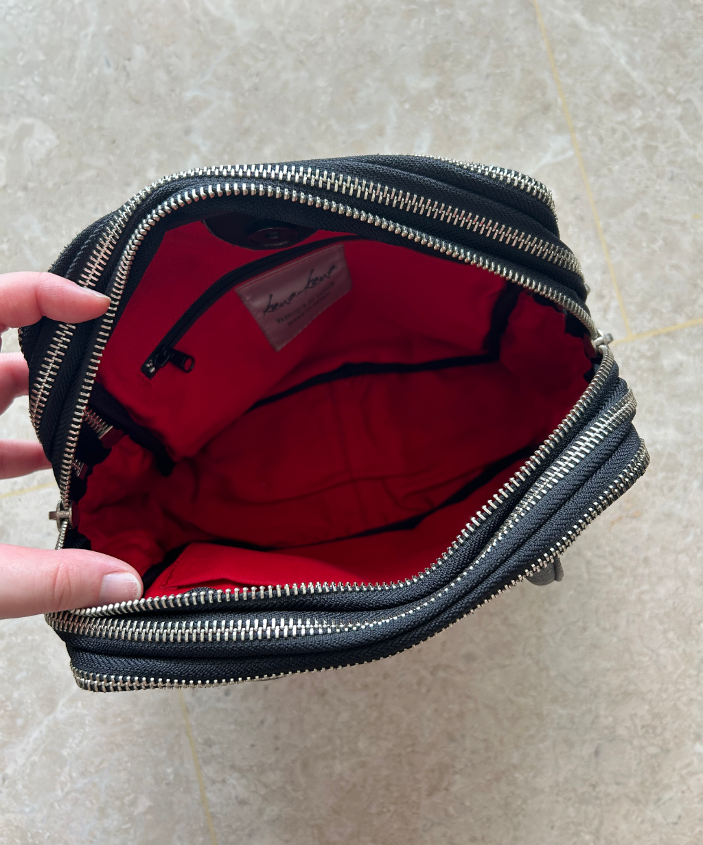 Kawa Kawa Multiple Zippers Mini Leather Boston Bag