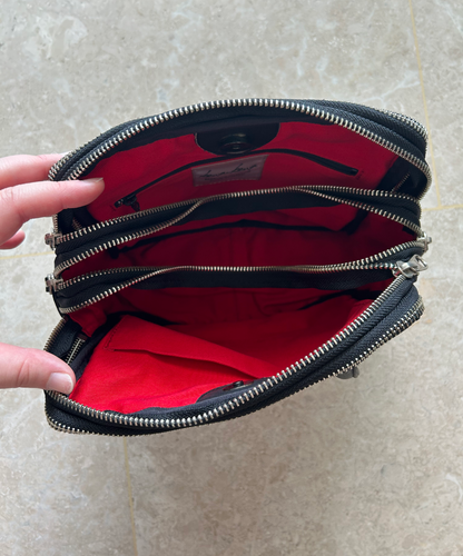 Kawa Kawa Multiple Zippers Mini Leather Boston Bag