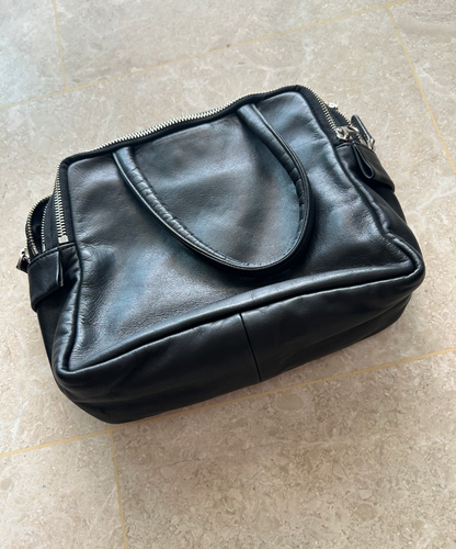 Kawa Kawa Multiple Zippers Mini Leather Boston Bag