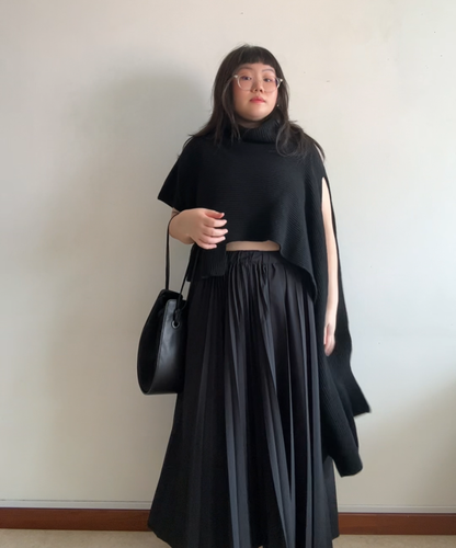 Y's U-shaped Leather Canvas Bag
