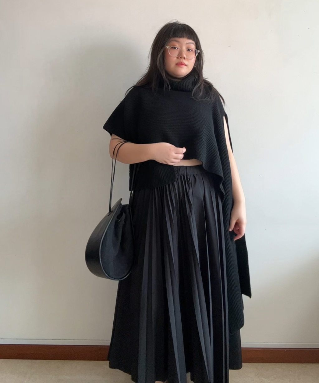 Y's U-shaped Leather Canvas Bag