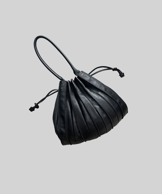 Lupo Pleated Accordion Leather Shoulder Bag