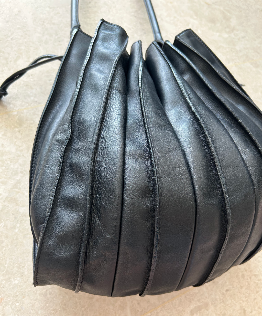 Lupo Pleated Accordion Leather Shoulder Bag