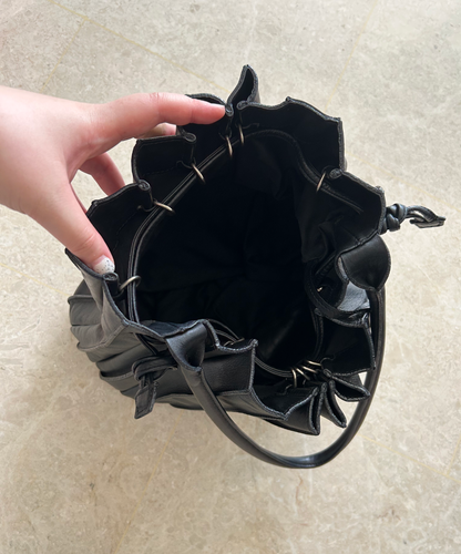 Lupo Pleated Accordion Leather Shoulder Bag