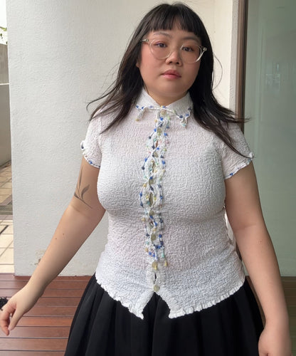 Me Issey Miyake Cauliflower Blouse with Colourful Pom Pom Details