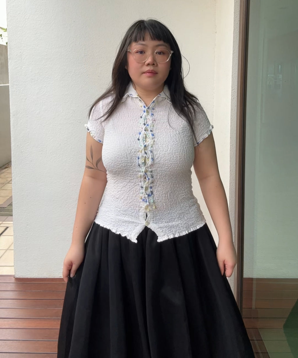 Me Issey Miyake Cauliflower Blouse with Colourful Pom Pom Details