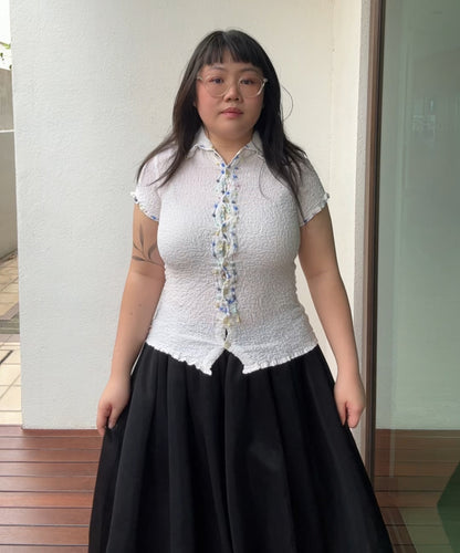 Me Issey Miyake Cauliflower Blouse with Colourful Pom Pom Details