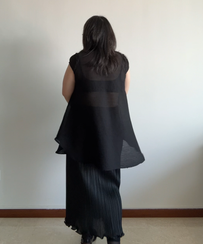 Me Issey Miyake Sheer Flare Hem Crepe Top