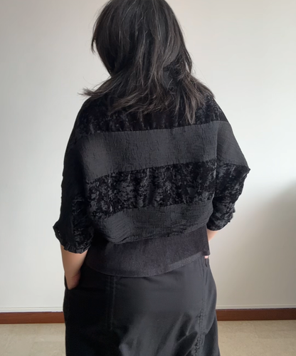 Me Issey Miyake 2-way Velvet Pleats Sheer Cardigan