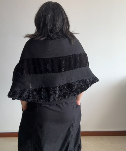 Me Issey Miyake 2-way Velvet Pleats Sheer Cardigan