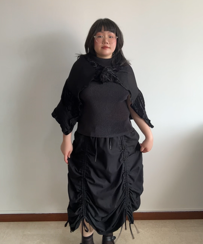 Me Issey Miyake 2-way Velvet Pleats Sheer Cardigan