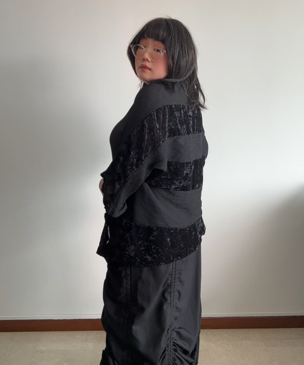 Me Issey Miyake 2-way Velvet Pleats Sheer Cardigan