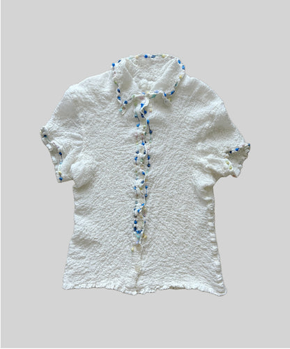 Me Issey Miyake Cauliflower Blouse with Colourful Pom Pom Details