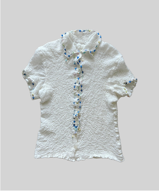 Me Issey Miyake Cauliflower Blouse with Colourful Pom Pom Details