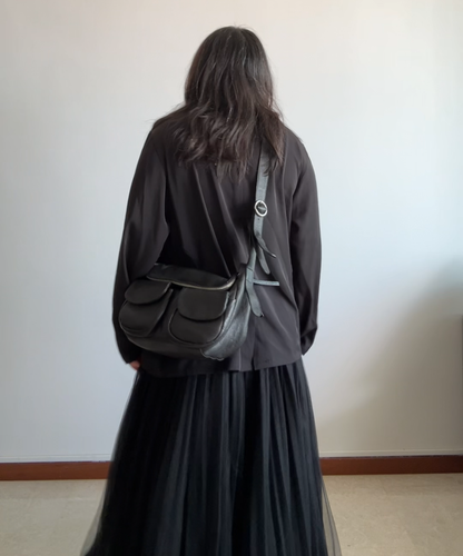 Michiamo Camera Leather Crossbody Bag