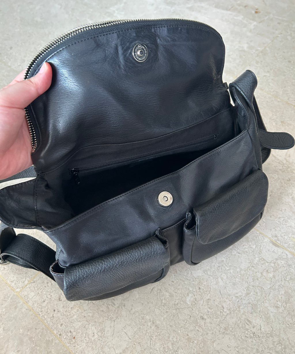 Michiamo Camera Leather Crossbody Bag