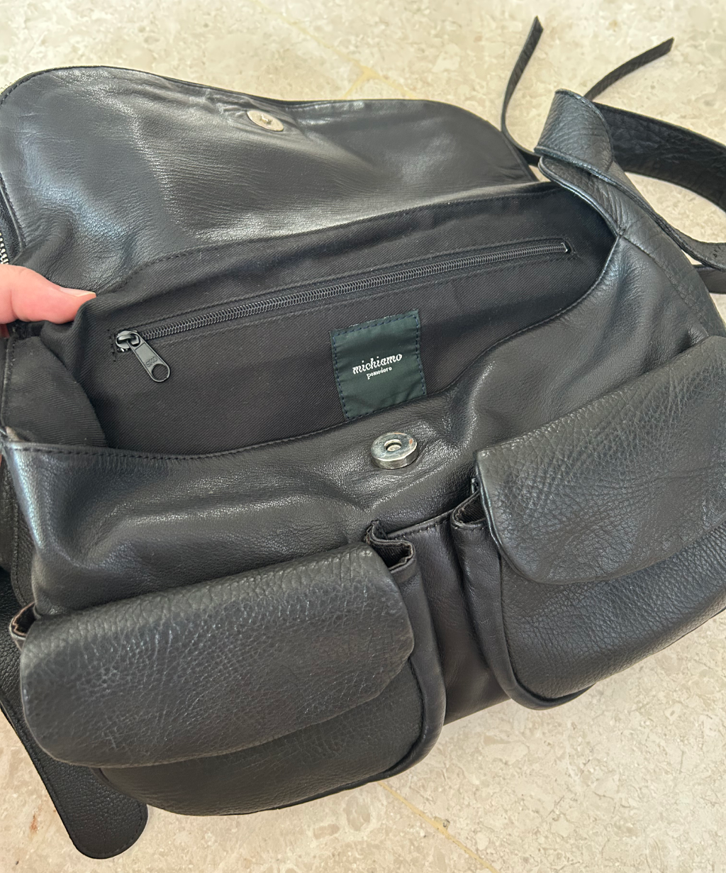 Michiamo Camera Leather Crossbody Bag