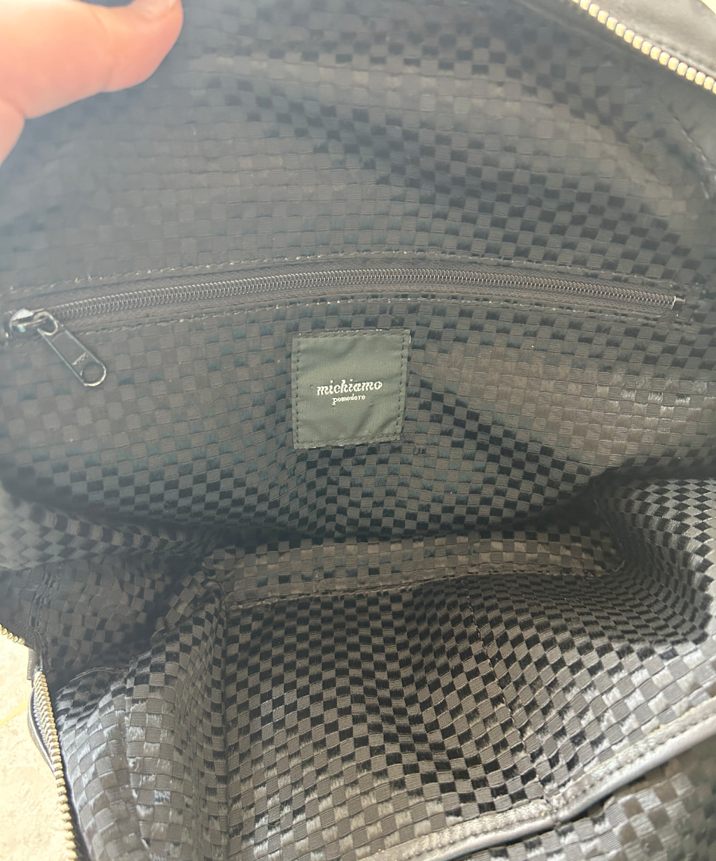 Michiamo Triple Zip Circle Leather Shoulder Bag