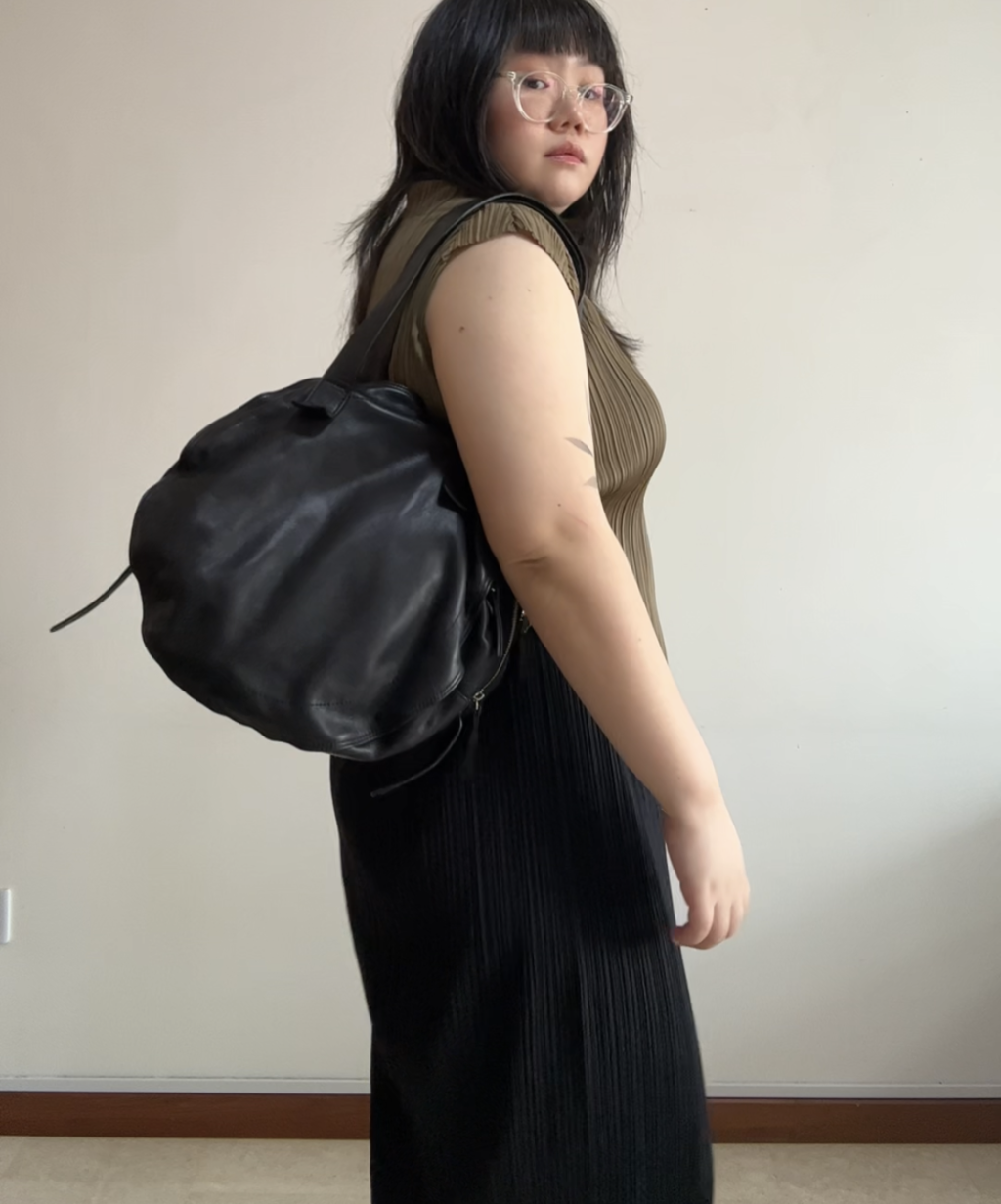 Michiamo Triple Zip Circle Leather Shoulder Bag