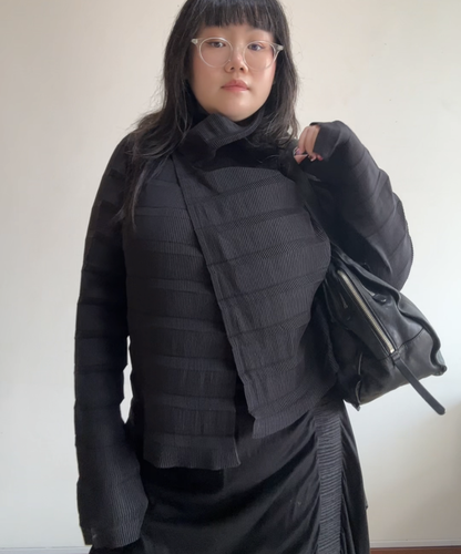 Issey Miyake High Neck Pleated 2-way Cardigan