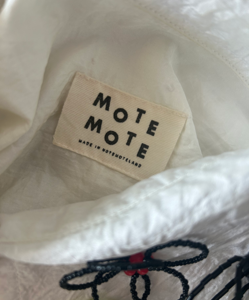 Mote Mote Embroidered Collar Ruffle Hem Shirt Dress