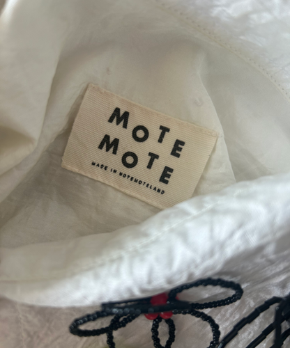 Mote Mote Embroidered Collar Ruffle Hem Shirt Dress