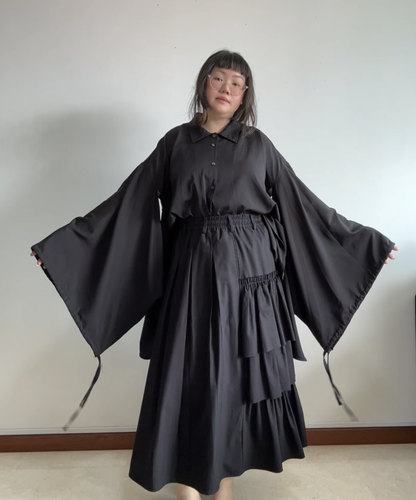 Not Conventional 2-way Ruffle Pleated Skirt