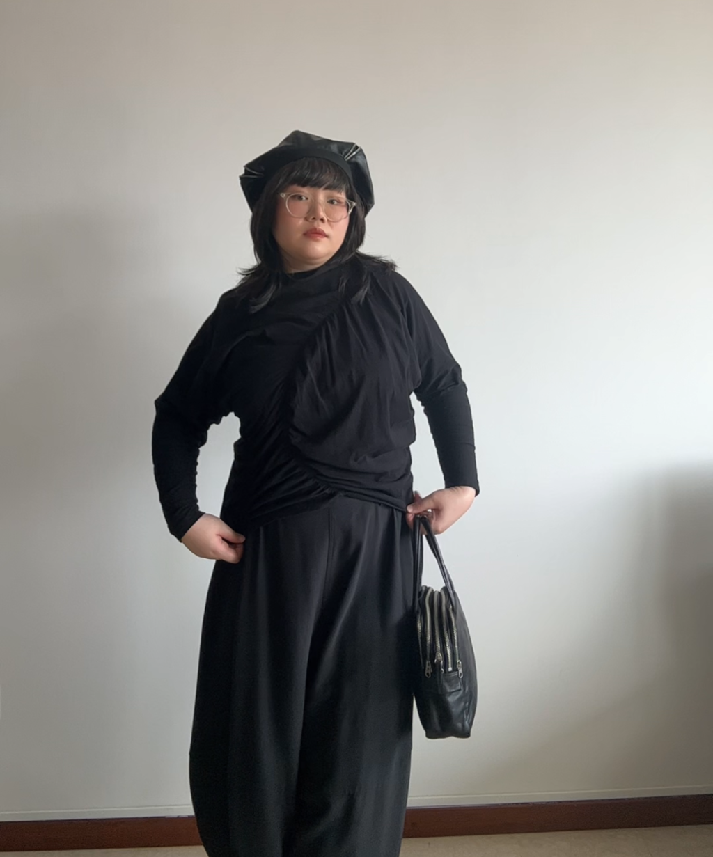 Issey Miyake AW22 Shirred Asymmetrical Long Sleeve Top