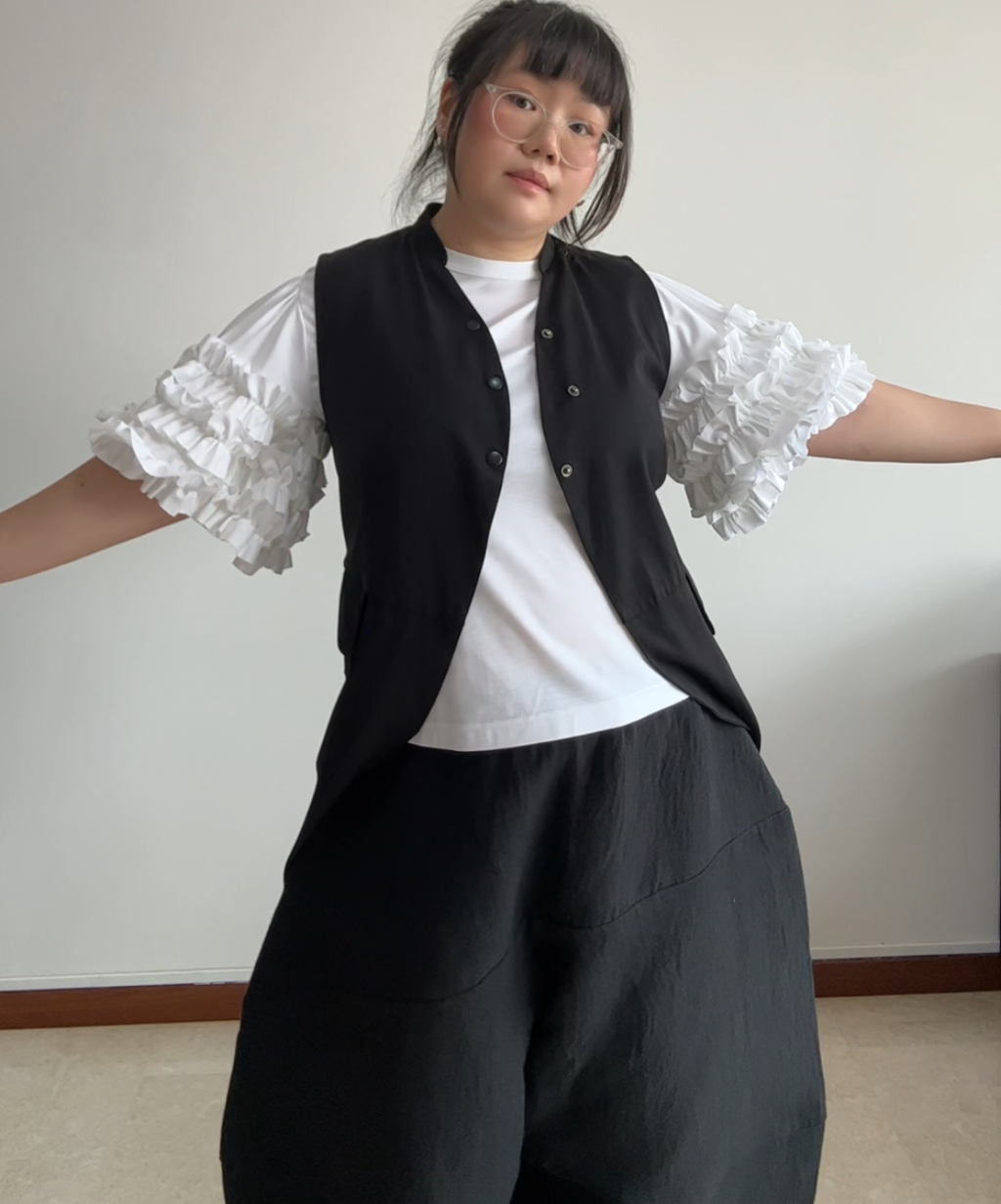 Noir Kei Ninomiya SS25 Ruffle Belle Sleeve Shirt (Condition 10/10)