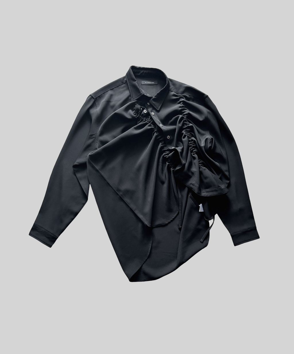 Not Conventional Asymmetrical Shirring Shirt