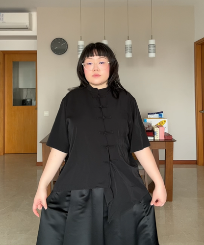 Not Conventional Mandarin Asymmetrical Shirt