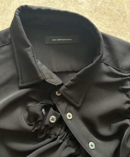Not Conventional Asymmetrical Shirring Shirt
