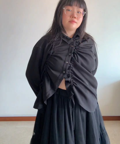 Not Conventional Asymmetrical Shirring Shirt