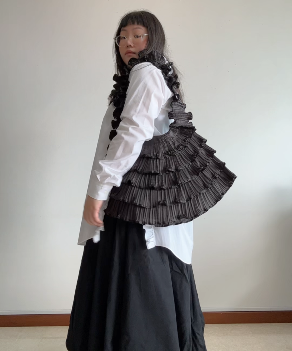 Pleats Please Tiered Ruffle Crossbody Bag