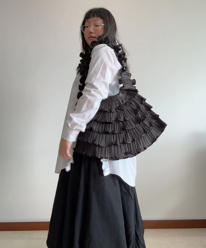 Pleats Please Tiered Ruffle Crossbody Bag