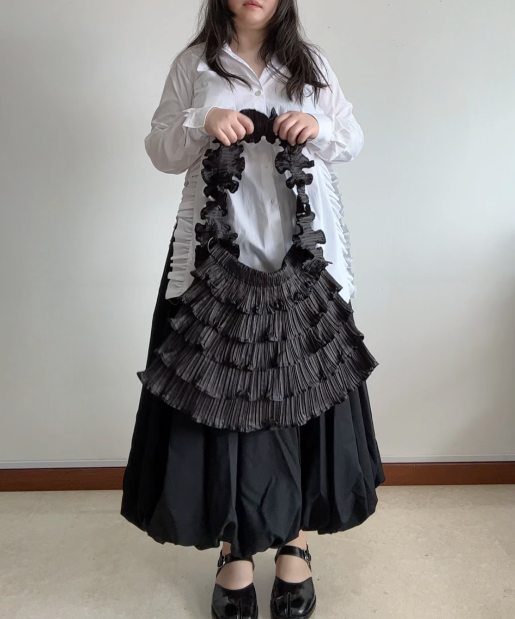 Pleats Please Tiered Ruffle Crossbody Bag