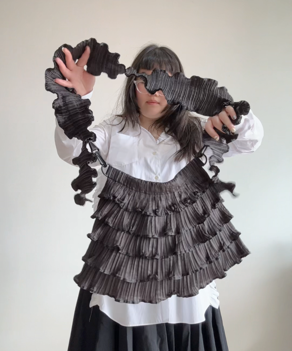 Pleats Please Tiered Ruffle Crossbody Bag