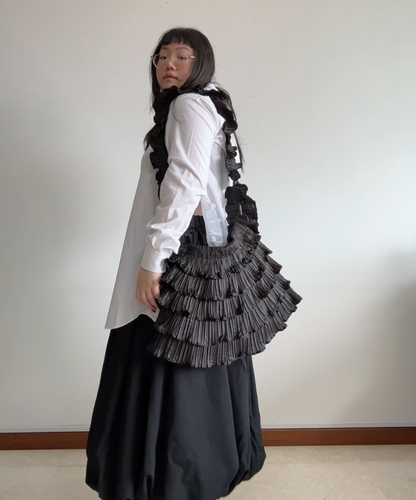 Pleats Please Tiered Ruffle Crossbody Bag